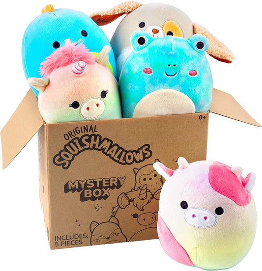 5" Plush Mystery Box 5 Pack - Various Styles - Officially Licensed Kellytoy Plush - Collectible Soft & Squishy Mini Stuffed Animal Toy - Gift for Kids, Girls & Boy